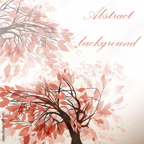 Abstract floral background with tree
