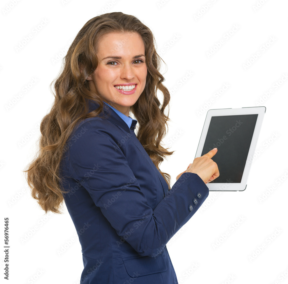 Portrait of smiling business woman using tablet pc Portrait of smiling business woman using tablet pc