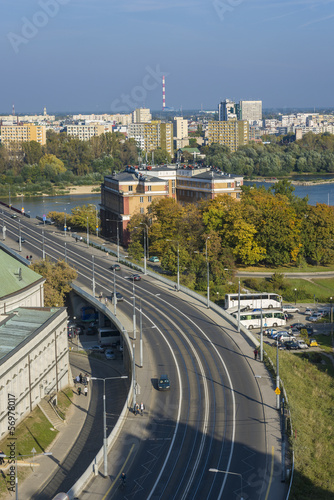 Cityscape of Warsaw, Poland, Slasko-Dabrowski bridge. #56978017