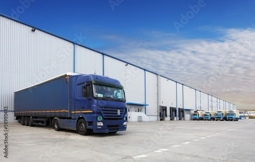 Truck at warehouse building