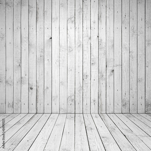 Abstract empty white room interior with wooden wall
