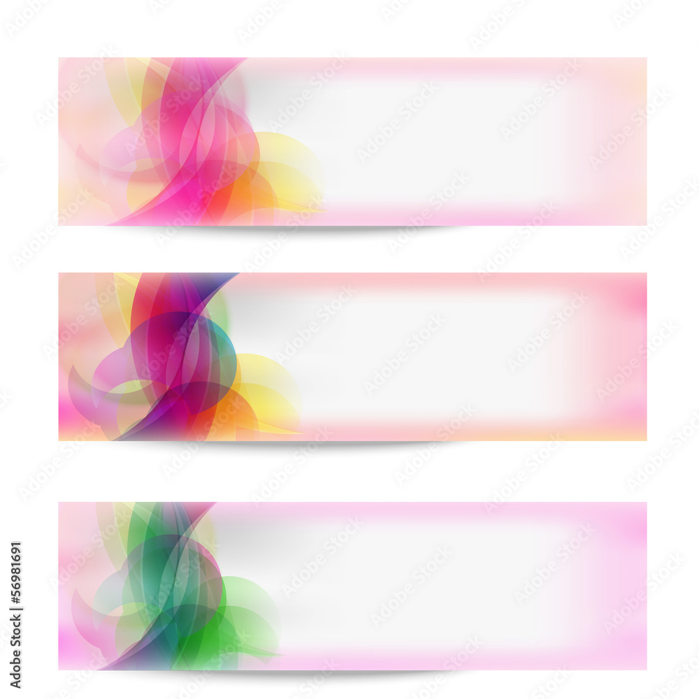 set of three vector abstract banner