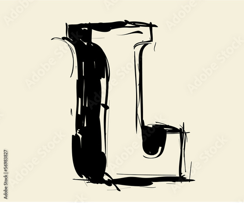 Eroded calligraphic vintage styled ABC. Vector. letter L