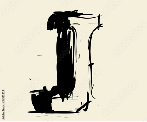 Eroded calligraphic vintage styled ABC. Vector. letter J