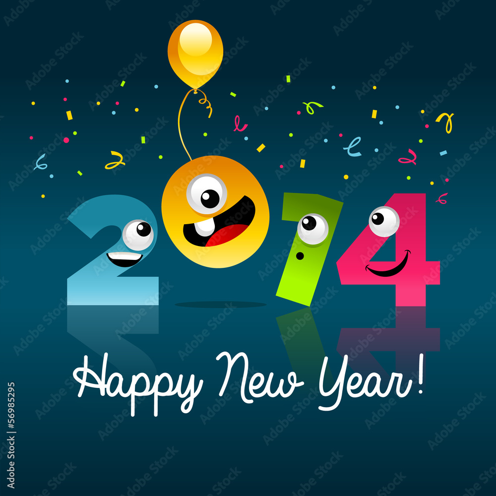 Happy New Year 2014 Cartoon