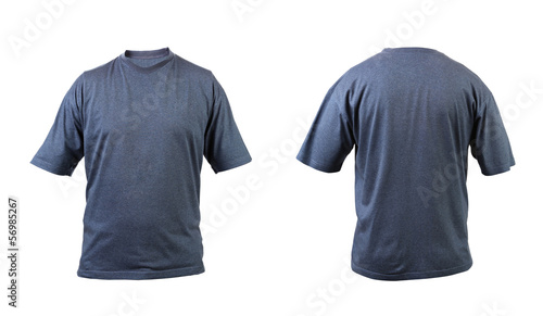 Blue gray t-shirt front and back view.