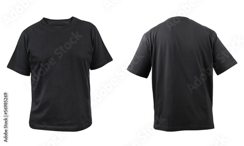 Black t-shirt front and back view.