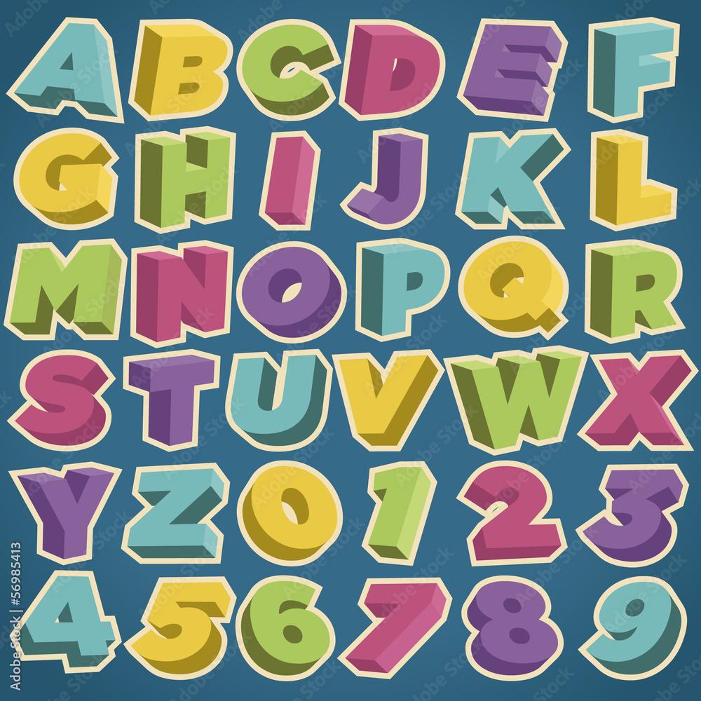 Retro 3D Alphabet and Numbers Retro 3D Alphabet and Numbers