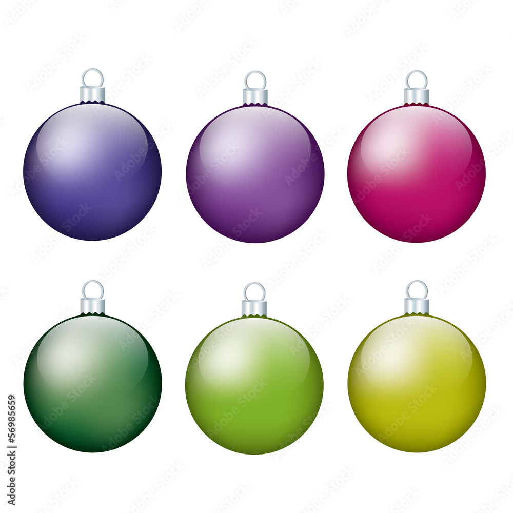 Weihnachtskugeln, bunt grün/lila Weihnachtskugeln, bunt grün/lila