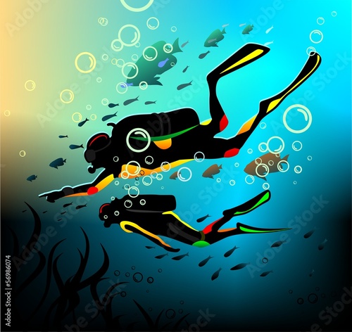 Divers in a deep immersion