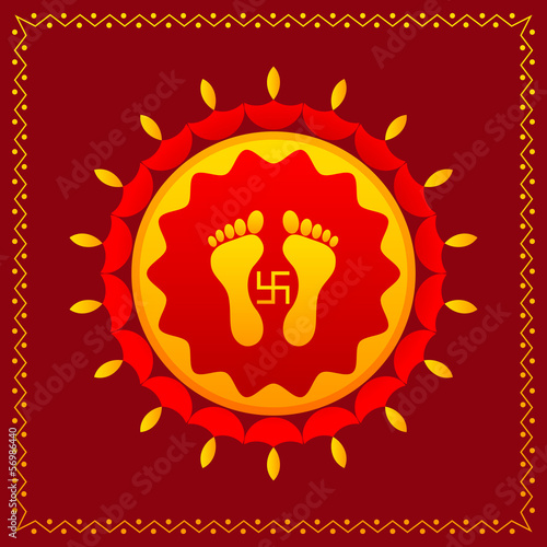 vector illustration of footprints of Goddess Lakshami on Diwali