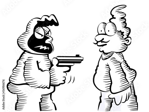 Masked robber - funny illustration