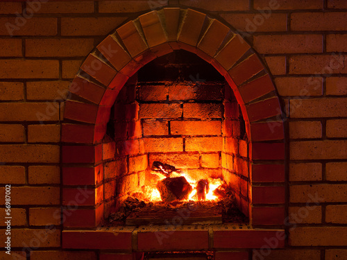 fire in  fireplace