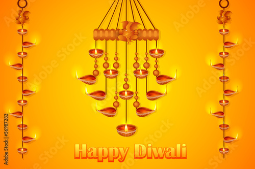 illustration of Lord Ganesha in hanging diya for Happy Diwali