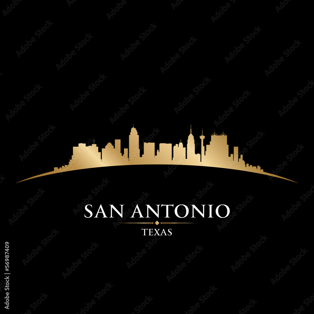 San Antonio Texas city skyline silhouette black background