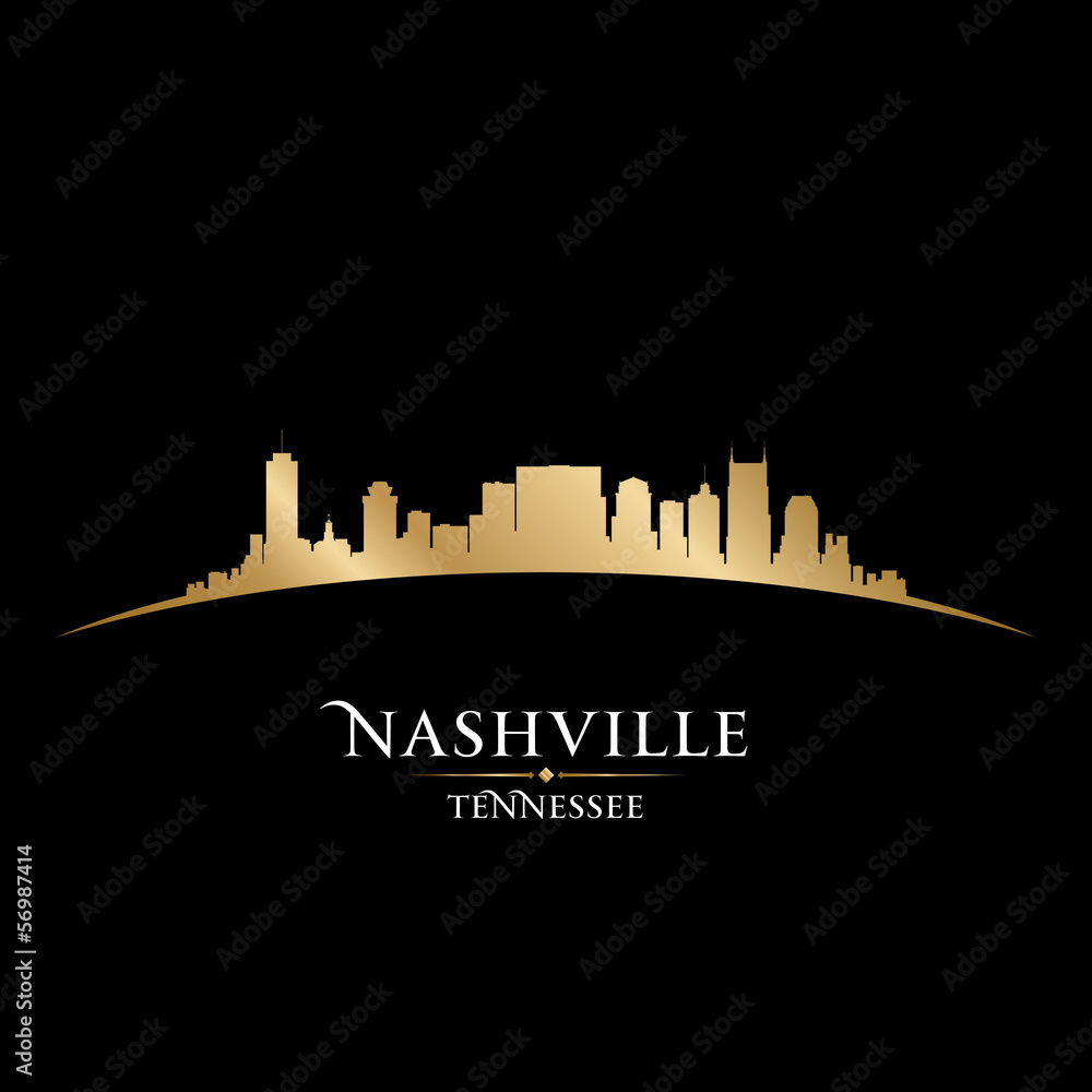 Nashville Tennessee city skyline silhouette black background