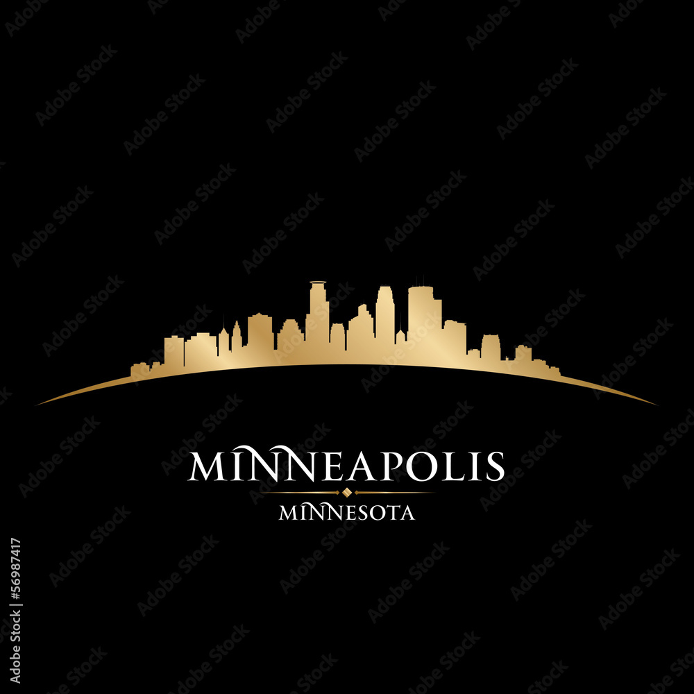 Minneapolis Minnesota city skyline silhouette black background