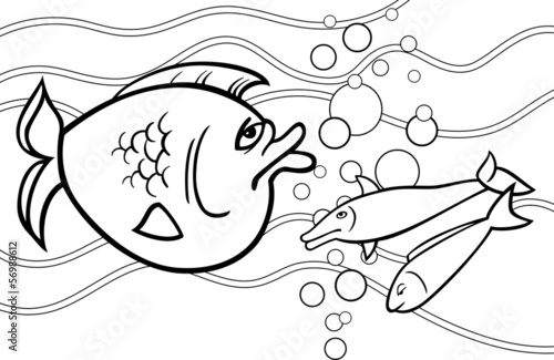 big fish cartoon for coloring book