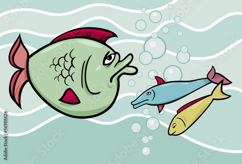 big fish in the sea cartoon illustration