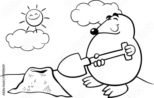 mole cartoon illustration coloring page