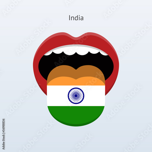 India language. Abstract human tongue.
