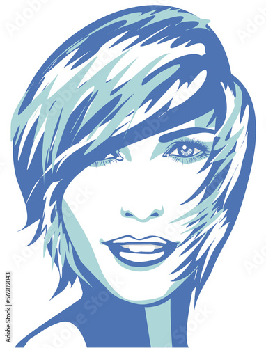 Face of woman with short hair