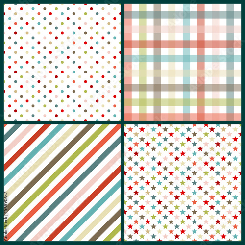 Collection 4 Seamless Pattern Birthday Retro Color