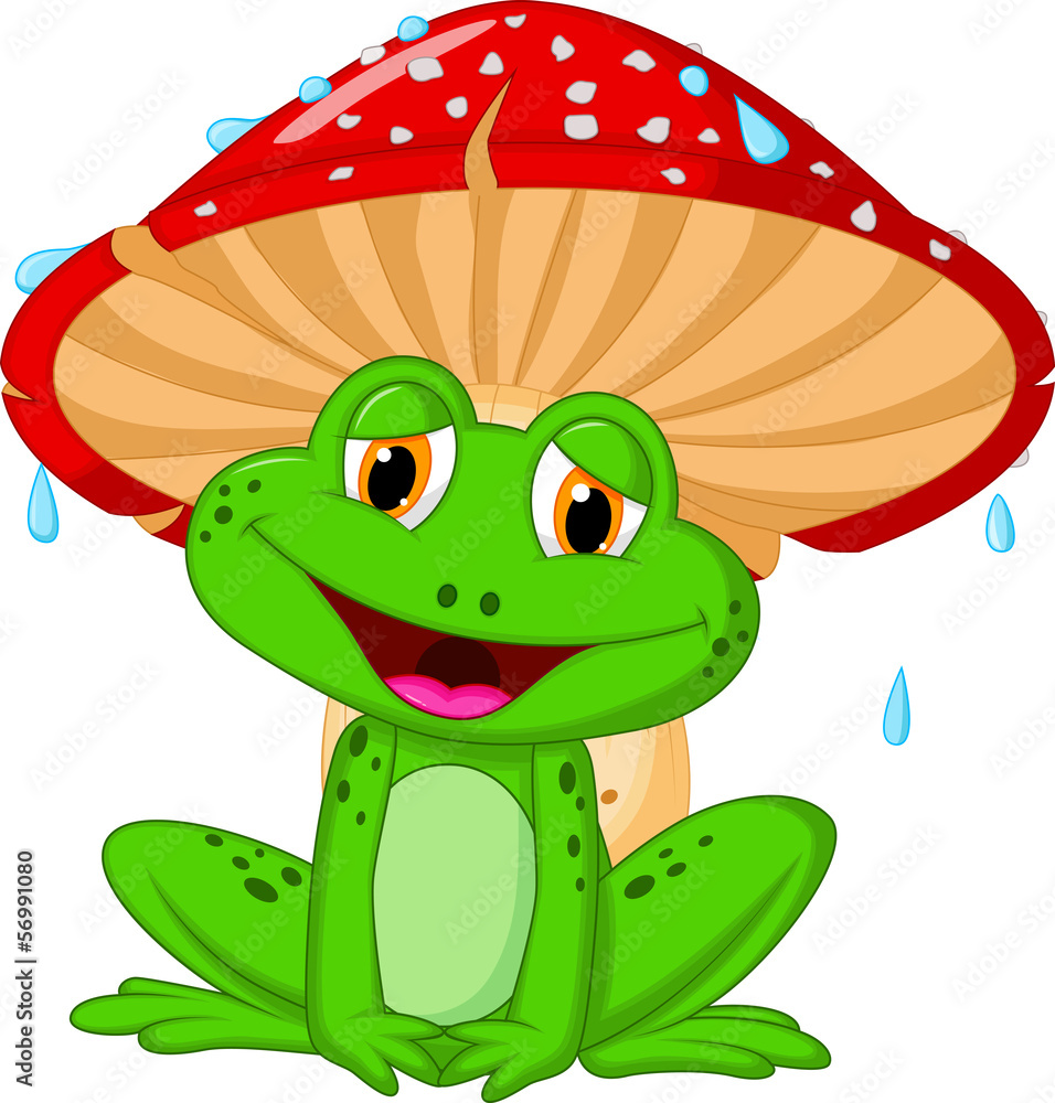 Fototapeta premium Illustration of mushroom with a toad