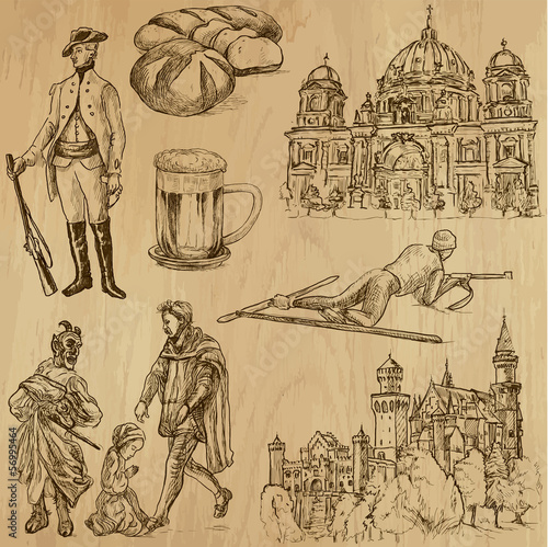 traveling Germany - hand drawings into vector set 3