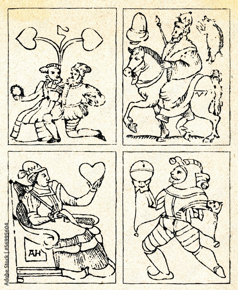 Playing cards of German peasants (16. century)