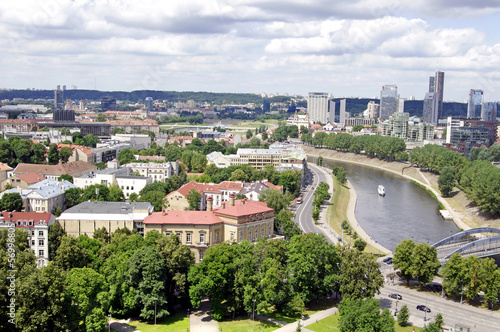 Vilnius, Lithuania. Top view of the old city and the new modern