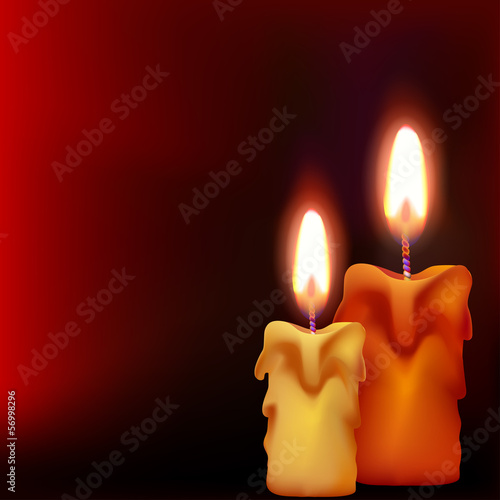 Illustration of two candles on dark background