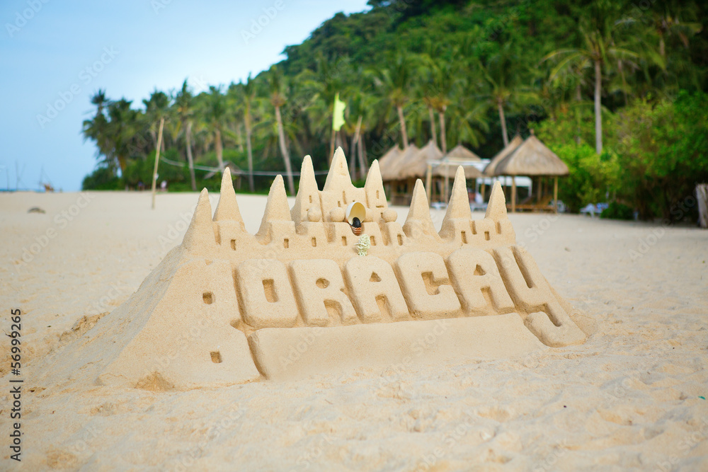 Fototapeta premium Sand castle on Boracay, Philippines