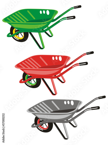 Three wheelbarrows