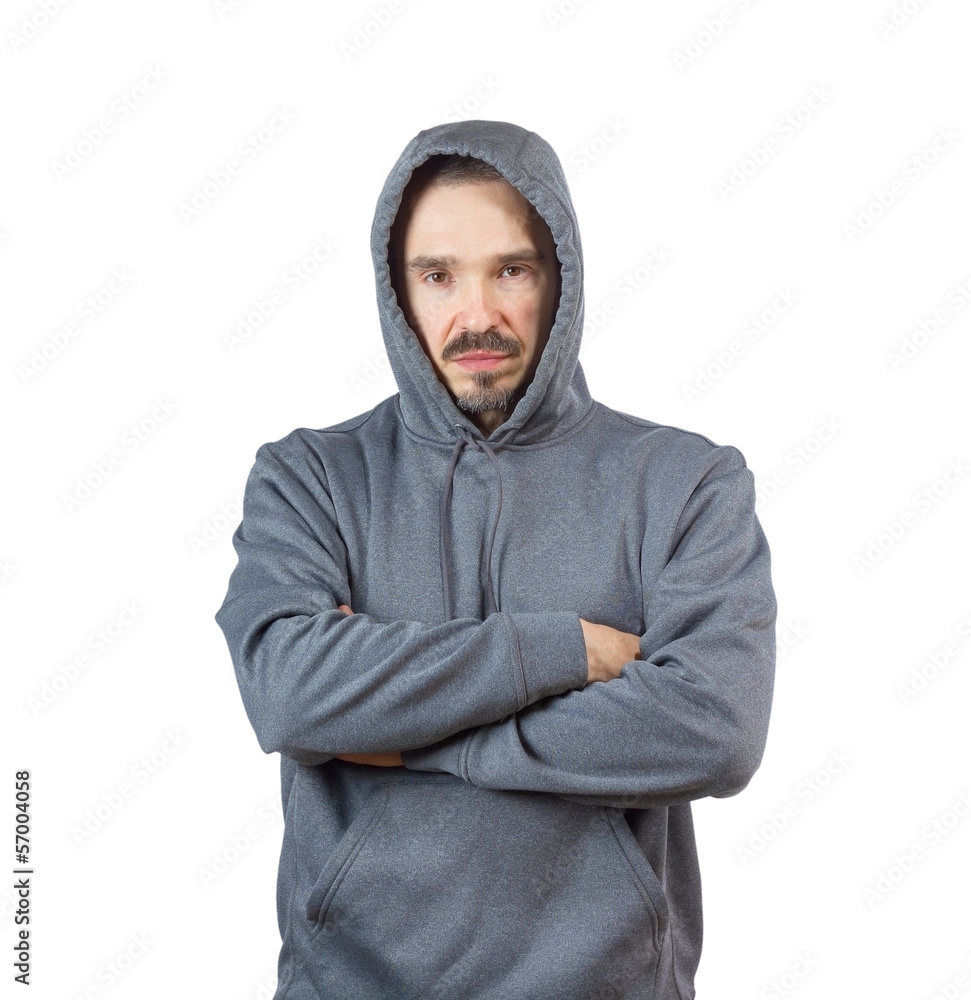 Adult man in hoody
