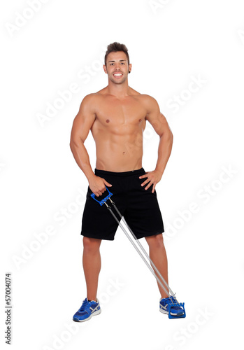 Muscular man training