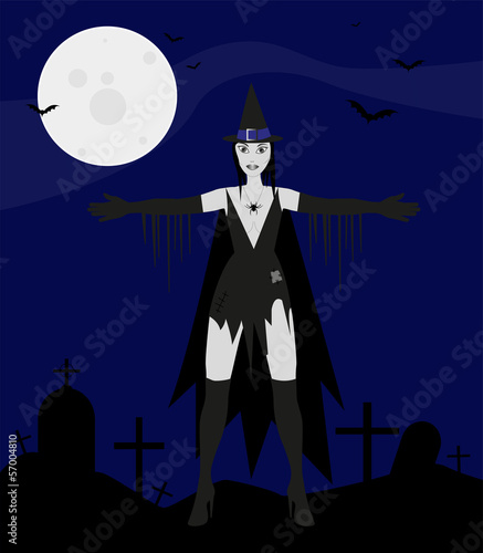 strega in una notte di luna piena