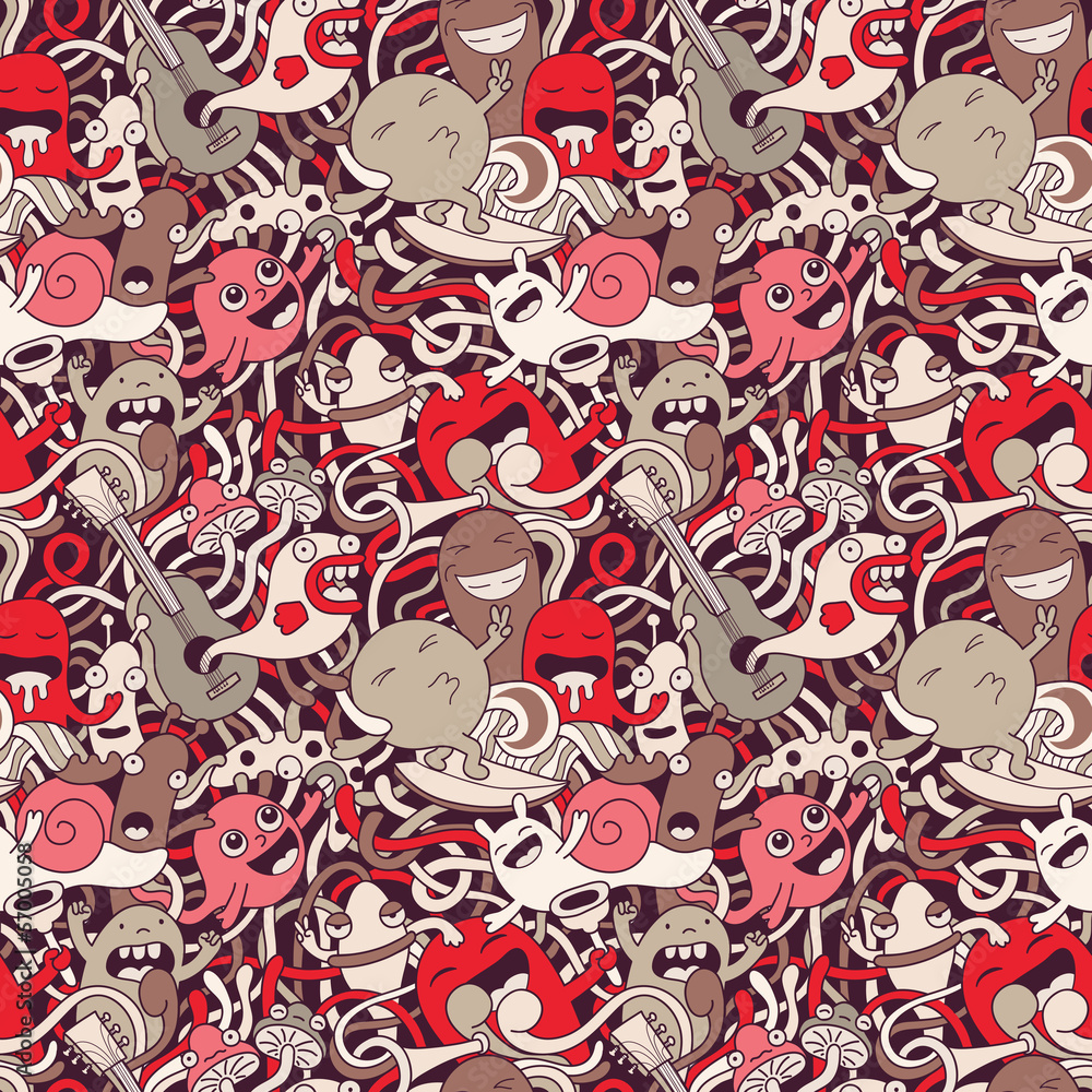 Naklejka premium Funny monsters seamless pattern