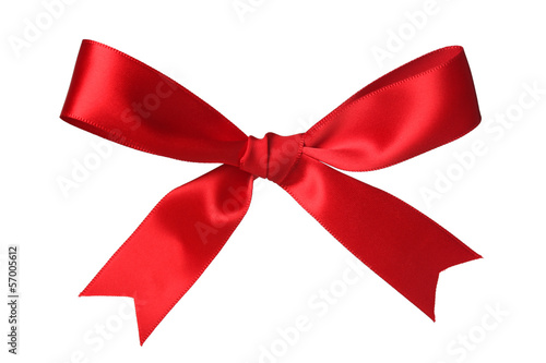 Red bow isolated on white