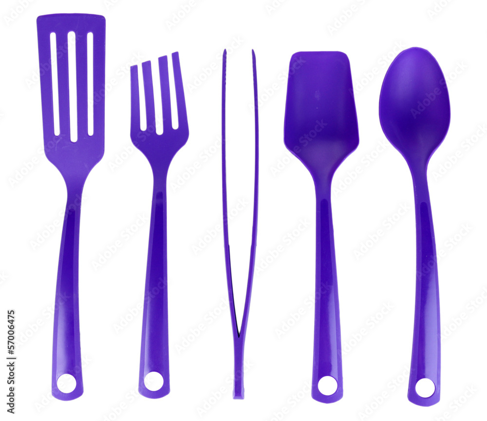Plastic kitchen utensils isolated on white Plastic kitchen utensils isolated on white