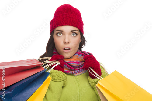 Mixed Race Woman Wearing Ha...