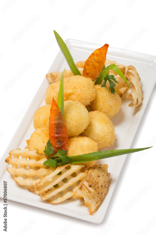 Golden cheese balls with inside shrimp Golden cheese balls with inside shrimp