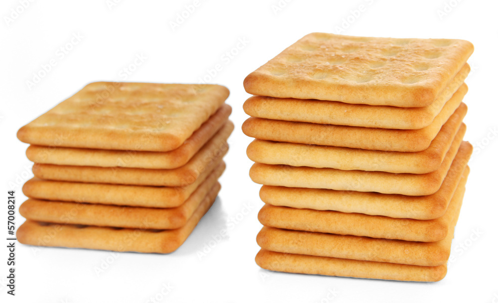 Delicious crackers isolated on white Delicious crackers isolated on white