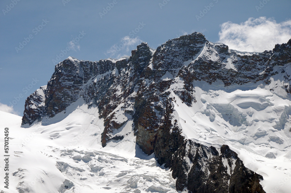 Breithorn  across glacier at Gornergrat in Swiss Alps