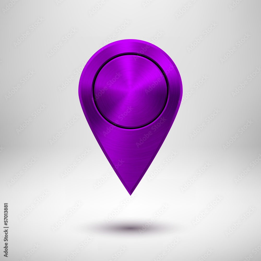 Technology Map Pointer Button with Purple Metal Texture Technology Map Pointer Button with Purple Metal Texture