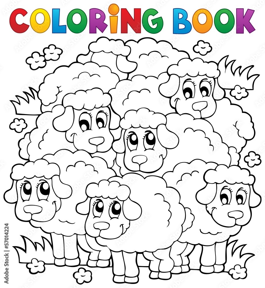 Naklejka premium Coloring book sheep theme 2