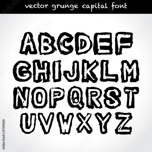 Grunge type capital font. Vector.