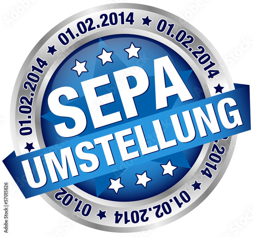 Button Banner "SEPA Umstellung" blau/silber