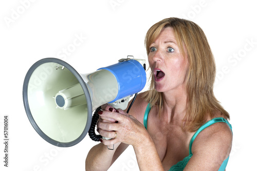 Woman using a Loud hailer