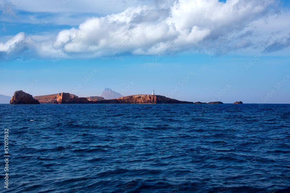 Ibiza Islas bledas Beldes islands with lighthouse